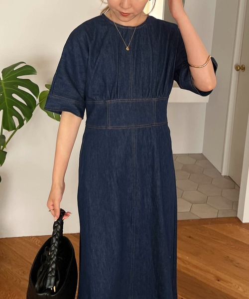 CAPRICIEUX LE'MAGE(カプリシューレマージュ)の「ハイウエストワンピース(ワンピース・レディース・ブルー/ブラック・FREE)」の15枚目の写真