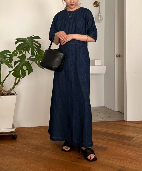 CAPRICIEUX LE'MAGE(カプリシューレマージュ)の「ハイウエストワンピース(ワンピース・レディース・ブルー/ブラック・FREE)」の14枚目の写真