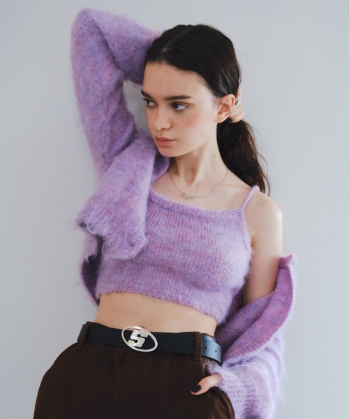 WHO'S WHO gallery(フーズフーギャラリー)の「ブラッシュマイクロキャミ(キャミソール・レディース・ブラック/グリーン/サックスブルー/パープル・FREE)」の4枚目の写真