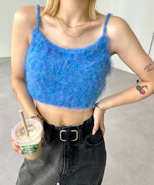 WHO'S WHO gallery(フーズフーギャラリー)の「ブラッシュマイクロキャミ(キャミソール・レディース・ブラック/グリーン/サックスブルー/パープル・FREE)」の9枚目の写真