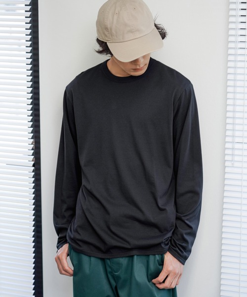 NAVY(ネイビー)の「無地天竺クルーネックロングスリーブTシャツ(Tシャツ/カットソー・メンズ・ブラック/グリーン/ブルー/ホワイト/チャコール・L/S/M/XL/XXL)」の6枚目の写真