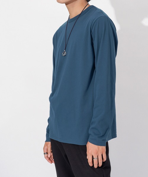 NAVY(ネイビー)の「無地天竺クルーネックロングスリーブTシャツ(Tシャツ/カットソー・メンズ・ブラック/グリーン/ブルー/ホワイト/チャコール・L/S/M/XL/XXL)」の7枚目の写真