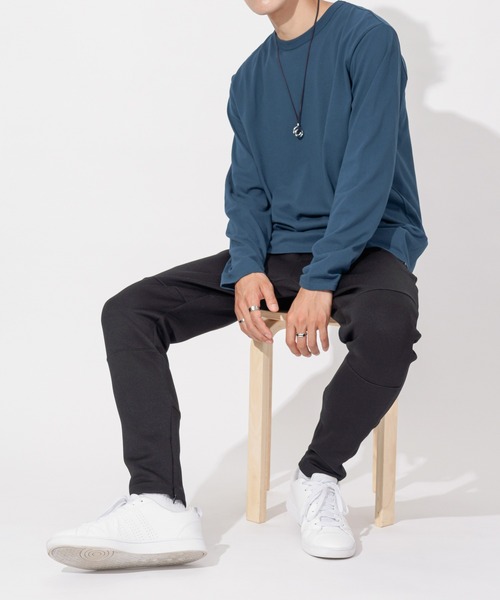 NAVY(ネイビー)の「無地天竺クルーネックロングスリーブTシャツ(Tシャツ/カットソー・メンズ・ブラック/グリーン/ブルー/ホワイト/チャコール・L/S/M/XL/XXL)」の12枚目の写真