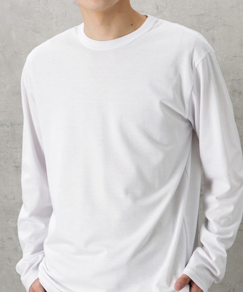 NAVY(ネイビー)の「無地天竺クルーネックロングスリーブTシャツ(Tシャツ/カットソー・メンズ・ブラック/グリーン/ブルー/ホワイト/チャコール・L/S/M/XL/XXL)」の13枚目の写真
