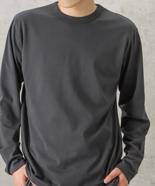 NAVY(ネイビー)の「無地天竺クルーネックロングスリーブTシャツ(Tシャツ/カットソー・メンズ・ブラック/グリーン/ブルー/ホワイト/チャコール・L/S/M/XL/XXL)」の14枚目の写真