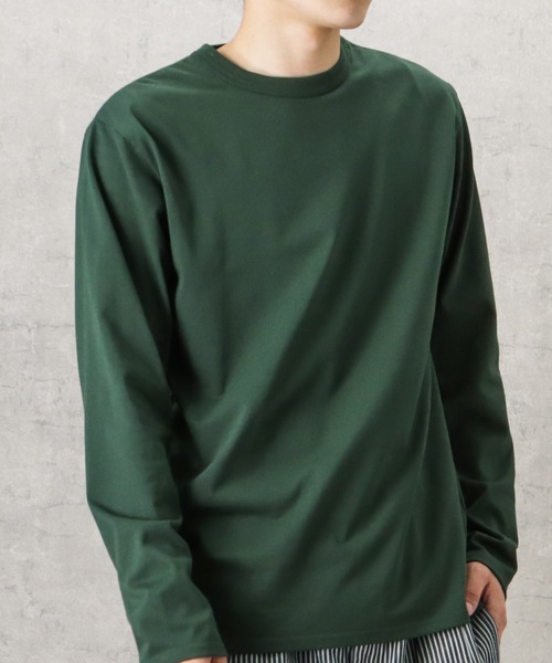 NAVY(ネイビー)の「無地天竺クルーネックロングスリーブTシャツ(Tシャツ/カットソー・メンズ・ブラック/グリーン/ブルー/ホワイト/チャコール・L/S/M/XL/XXL)」の15枚目の写真