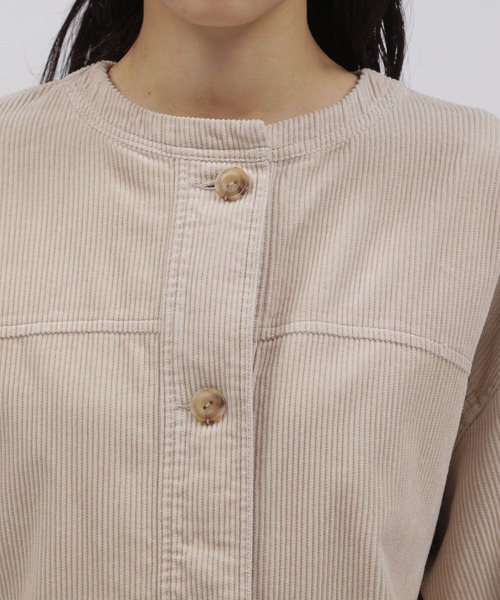 LAKOLE（ラコレ）の「8Wコーデュロイカバーオール[セットアップ対応] / 158272（ノーカラージャケット・レディース・ダークブラウン/オレンジ系その他/グレイッシュベージュ・SMALL/MEDIUM）」の12枚目の写真