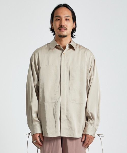 TAUPE（トープ）の「Satin Loose String Shirts（シャツ/ブラウス・メンズ・ベージュ/サックスブルー・3/2）」の10枚目の写真