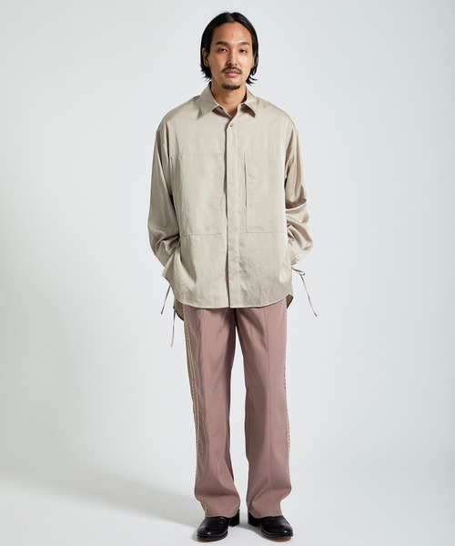 TAUPE（トープ）の「Satin Loose String Shirts（シャツ/ブラウス・メンズ・ベージュ/サックスブルー・3/2）」の9枚目の写真