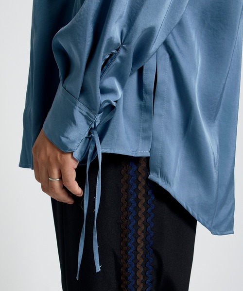 TAUPE（トープ）の「Satin Loose String Shirts（シャツ/ブラウス・メンズ・ベージュ/サックスブルー・3/2）」の6枚目の写真