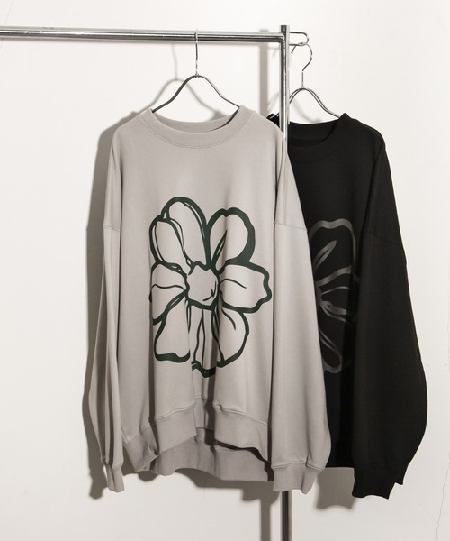 NILWAY（ニルウェイ）の「フラワービッグプリントルーズスウェット/トレーナー（スウェット・メンズ・ブラック/ライトグレー・LARGE/MEDIUM）」の5枚目の写真