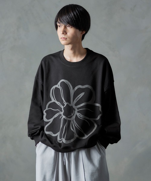 NILWAY（ニルウェイ）の「フラワービッグプリントルーズスウェット/トレーナー（スウェット・メンズ・ブラック/ライトグレー・LARGE/MEDIUM）」の19枚目の写真