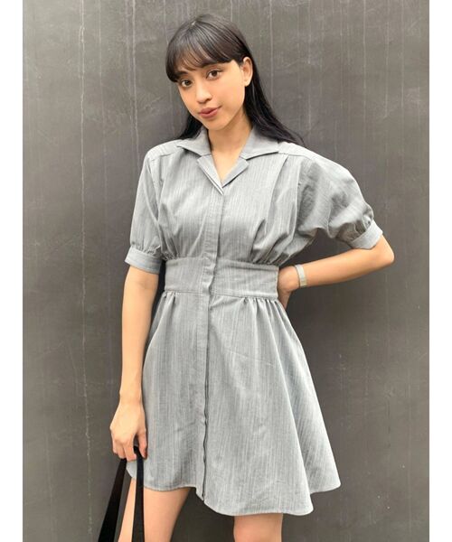 EMODA（エモダ）の「サイドシェイプハーフスリーブワンピース（ワンピース・レディース・ブラック/グレー/ブルー・FREE）」の8枚目の写真