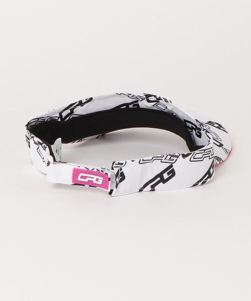 CPG GOLF(シーピージーゴルフ)の「Ladies total pattern visor(レディース バイアスプリントロゴサンバイザー)(サンバイザー・レディース・ホワイト/ネイビー・ONE SIZE)」の7枚目の写真