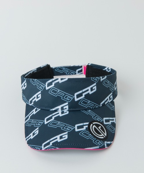 CPG GOLF(シーピージーゴルフ)の「Ladies total pattern visor(レディース バイアスプリントロゴサンバイザー)(サンバイザー・レディース・ホワイト/ネイビー・ONE SIZE)」の1枚目の写真