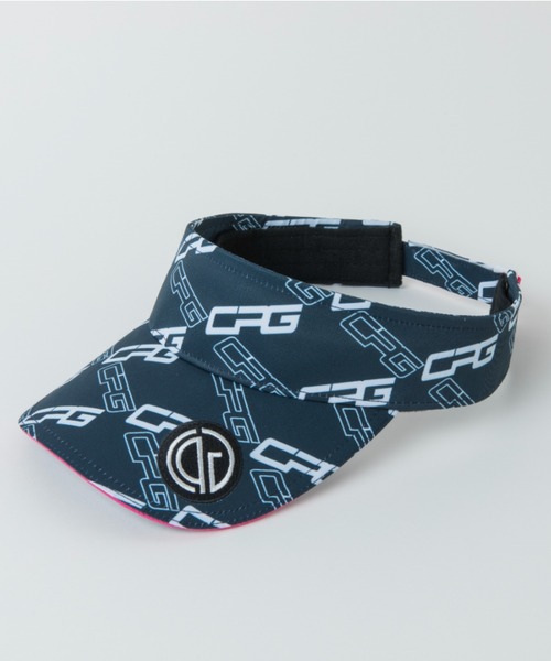 CPG GOLF(シーピージーゴルフ)の「Ladies total pattern visor(レディース バイアスプリントロゴサンバイザー)(サンバイザー・レディース・ホワイト/ネイビー・ONE SIZE)」の3枚目の写真