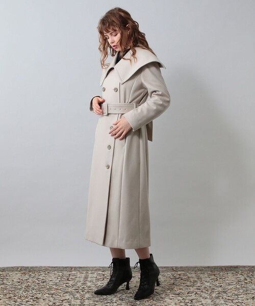 DEICY(デイシー)の「ウエストマークウールロングコート(ステンカラーコート・レディース・ブラック/ベージュ・FREE)」の16枚目の写真