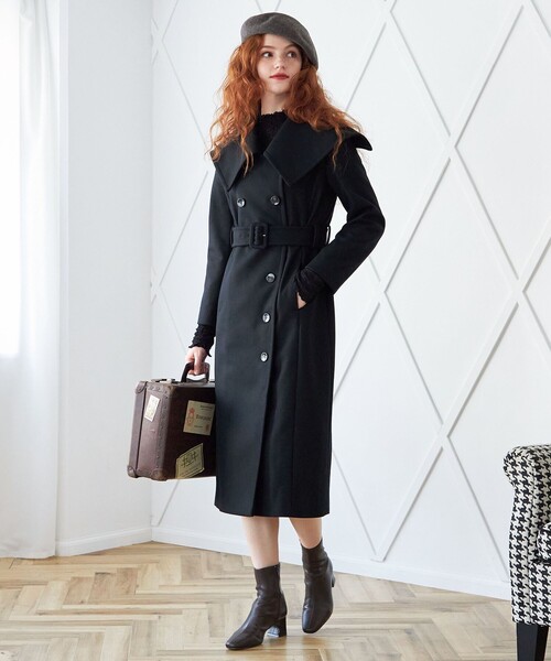 DEICY(デイシー)の「ウエストマークウールロングコート(ステンカラーコート・レディース・ブラック/ベージュ・FREE)」の20枚目の写真