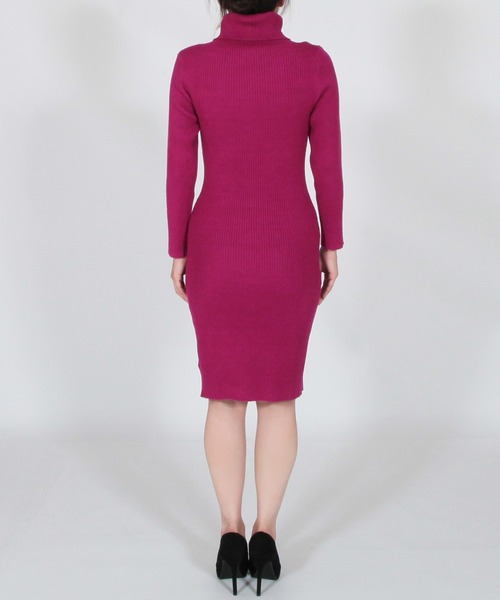 Julia Boutique(ジュリアブティック)の「ミディアム丈・タートルネックリブニットタイトワンピース/22558(ワンピース・レディース・グリーン/オフホワイト/プラム/ブラック/モカ・MEDIUM)」の18枚目の写真