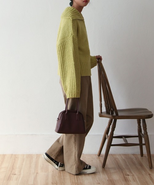 Chillfar（チルファー）の「ハーフジップニットプルオーバー（ニット/セーター・レディース・黄緑系/ブラック/ライトベージュ/ブルー・FREE）」の10枚目の写真