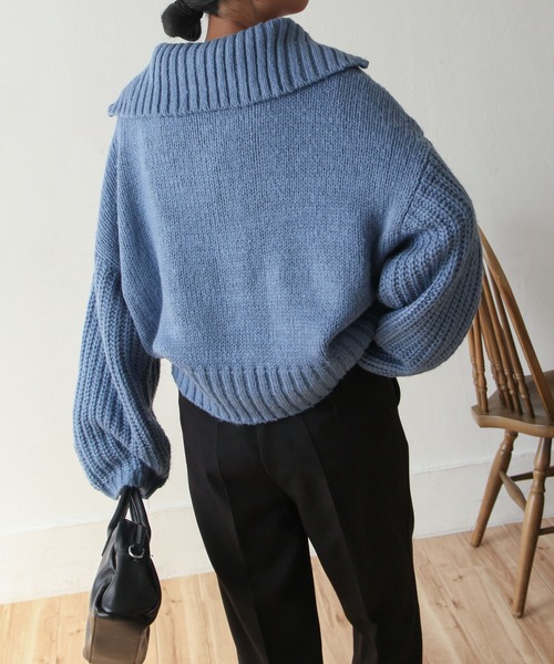 Chillfar（チルファー）の「ハーフジップニットプルオーバー（ニット/セーター・レディース・黄緑系/ブラック/ライトベージュ/ブルー・FREE）」の20枚目の写真