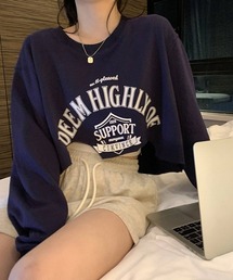 HALEY PESCA/切りっぱなし クロップド丈 カレッジロゴカットソー ロンT