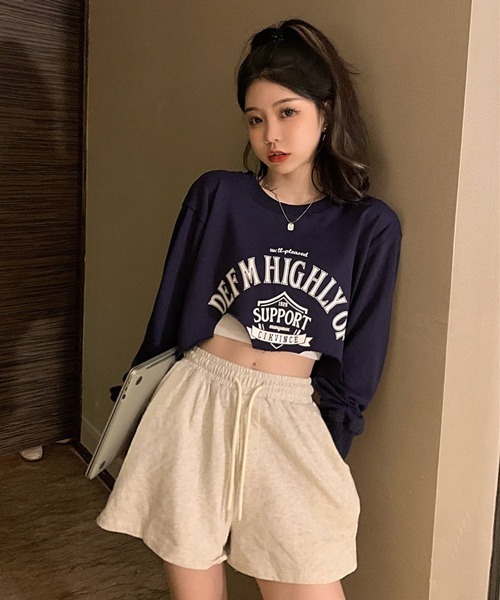 HALEY PESCA（ヘーリーペスカ）の「HALEY PESCA/切りっぱなし クロップド丈 カレッジロゴカットソー ロンT（Tシャツ/カットソー・レディース・グレー/グリーン/ネイビー・SMALL/MEDIUM/LARGE）」の22枚目の写真