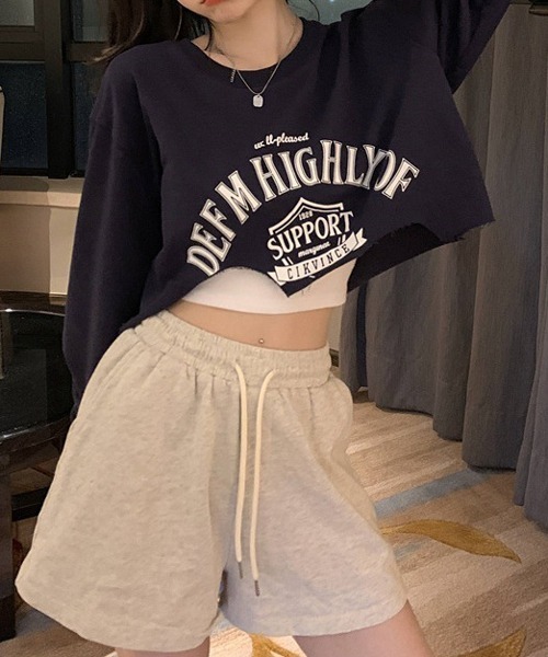 HALEY PESCA（ヘーリーペスカ）の「HALEY PESCA/切りっぱなし クロップド丈 カレッジロゴカットソー ロンT（Tシャツ/カットソー・レディース・グレー/グリーン/ネイビー・SMALL/MEDIUM/LARGE）」の17枚目の写真