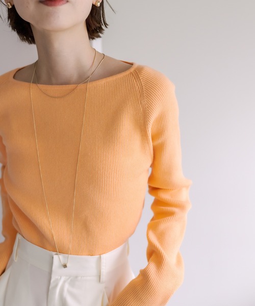 mystic（ミスティック）の「【カラー展開豊富】クルーリブニットプルオーバー（ニット/セーター・レディース・オレンジ/ブラック/ブルー/アイボリー・FREE）」の9枚目の写真