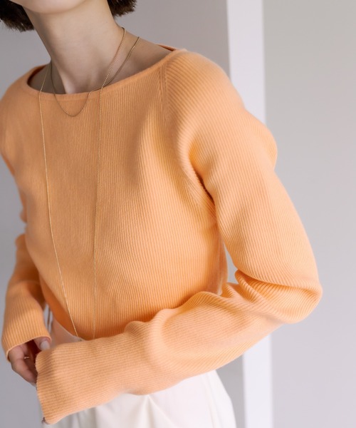 mystic（ミスティック）の「【カラー展開豊富】クルーリブニットプルオーバー（ニット/セーター・レディース・オレンジ/ブラック/ブルー/アイボリー・FREE）」の11枚目の写真