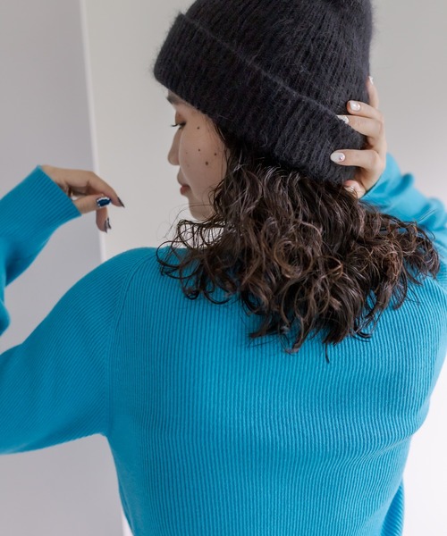 mystic（ミスティック）の「【カラー展開豊富】クルーリブニットプルオーバー（ニット/セーター・レディース・オレンジ/ブラック/ブルー/アイボリー・FREE）」の18枚目の写真