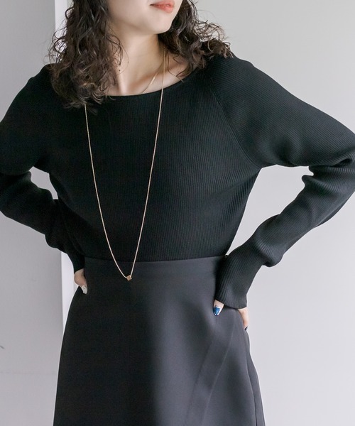 mystic（ミスティック）の「【カラー展開豊富】クルーリブニットプルオーバー（ニット/セーター・レディース・オレンジ/ブラック/ブルー/アイボリー・FREE）」の20枚目の写真