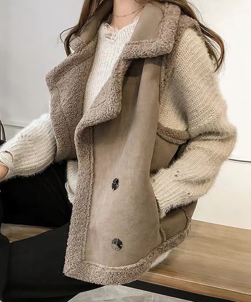STYLEBLOCK（スタイルブロック）の「ボア切替スエード風ベスト（ベスト・レディース・グレー/カーキ/ベージュ系その他・XL/M/L）」の2枚目の写真