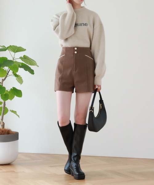 archives（アルシーヴ）の「ハイウエストボタンショートパンツ（その他パンツ・レディース・ベージュ/ブラック/ブラウン・MEDIUM）」の15枚目の写真