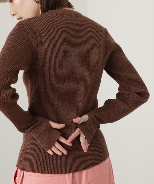 N.（N. Natural Beauty Basic）（エヌエヌナチュラルビューティーベーシック）の「【横田ひかるさん着用】◆ラメミックスリブニット（ニット/セーター・レディース・クリーム/ブラウン/ライラック・MEDIUM）」の8枚目の写真