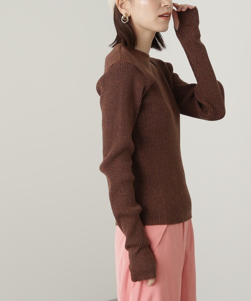 N.（N. Natural Beauty Basic）（エヌエヌナチュラルビューティーベーシック）の「【横田ひかるさん着用】◆ラメミックスリブニット（ニット/セーター・レディース・クリーム/ブラウン/ライラック・MEDIUM）」の11枚目の写真
