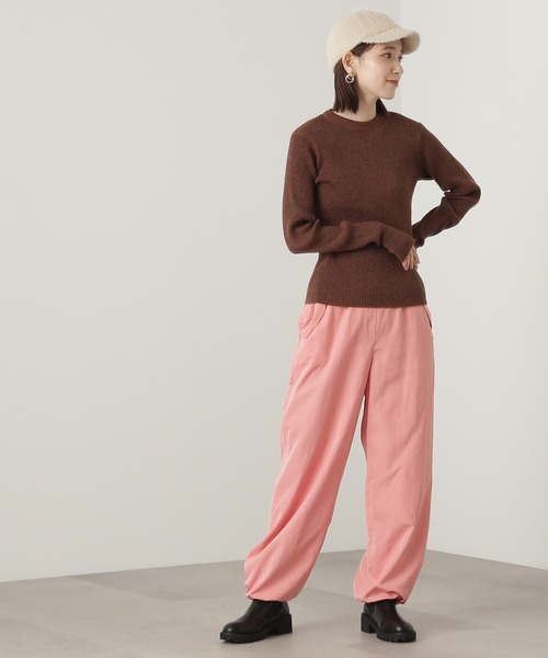 N.（N. Natural Beauty Basic）（エヌエヌナチュラルビューティーベーシック）の「【横田ひかるさん着用】◆ラメミックスリブニット（ニット/セーター・レディース・クリーム/ブラウン/ライラック・MEDIUM）」の5枚目の写真