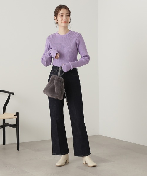 N.（N. Natural Beauty Basic）（エヌエヌナチュラルビューティーベーシック）の「【横田ひかるさん着用】◆ラメミックスリブニット（ニット/セーター・レディース・クリーム/ブラウン/ライラック・MEDIUM）」の12枚目の写真