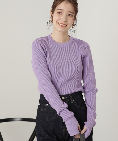 N.（N. Natural Beauty Basic）（エヌエヌナチュラルビューティーベーシック）の「【横田ひかるさん着用】◆ラメミックスリブニット（ニット/セーター・レディース・クリーム/ブラウン/ライラック・MEDIUM）」の9枚目の写真