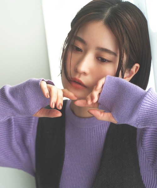 N.（N. Natural Beauty Basic）（エヌエヌナチュラルビューティーベーシック）の「【横田ひかるさん着用】◆ラメミックスリブニット（ニット/セーター・レディース・クリーム/ブラウン/ライラック・MEDIUM）」の14枚目の写真