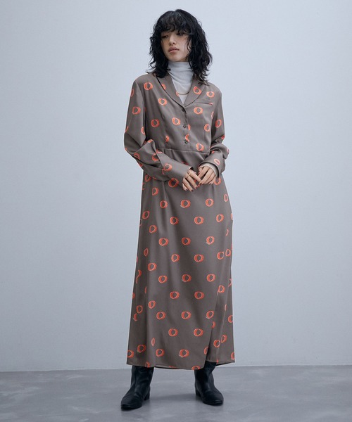 ADAM ET ROPE'（アダムエロペ）の「【サステナブル】リッププリントワンピース（ワンピース・レディース・ブラック系その他/グレー系その他・FREE）」の6枚目の写真