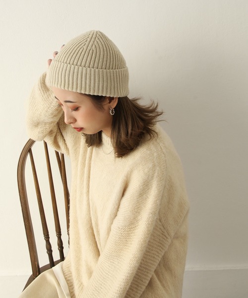 Chillfar（チルファー）の「カラーリブニットキャップ（ニットキャップ/ビーニー・レディース・レンガ/ベージュ/グレー/ブラック/アイボリー・FREE）」の5枚目の写真