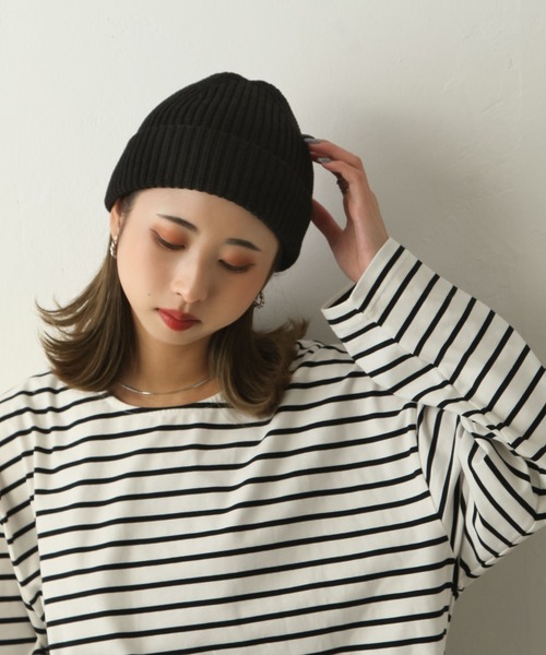 Chillfar（チルファー）の「カラーリブニットキャップ（ニットキャップ/ビーニー・レディース・レンガ/ベージュ/グレー/ブラック/アイボリー・FREE）」の3枚目の写真