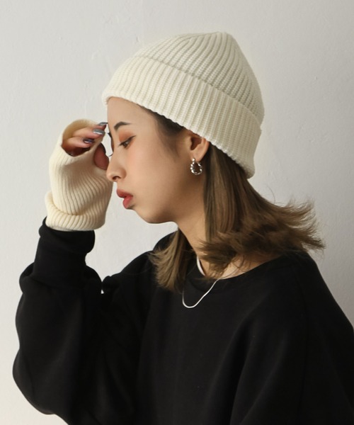 Chillfar（チルファー）の「カラーリブニットキャップ（ニットキャップ/ビーニー・レディース・レンガ/ベージュ/グレー/ブラック/アイボリー・FREE）」の6枚目の写真