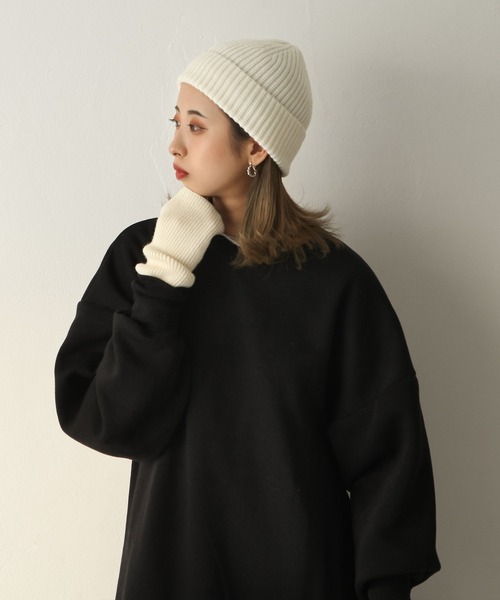 Chillfar（チルファー）の「カラーリブニットキャップ（ニットキャップ/ビーニー・レディース・レンガ/ベージュ/グレー/ブラック/アイボリー・FREE）」の7枚目の写真