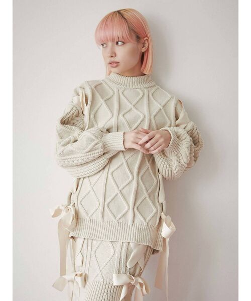 merry jenny(メリージェニー)の「ribbon ribbon knit PO(ニット/セーター・レディース・レッド/アイボリー・FREE)」の7枚目の写真