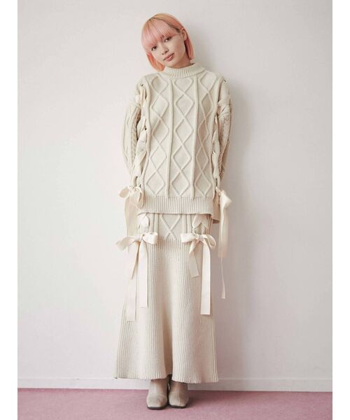 merry jenny(メリージェニー)の「ribbon ribbon knit PO(ニット/セーター・レディース・レッド/アイボリー・FREE)」の8枚目の写真