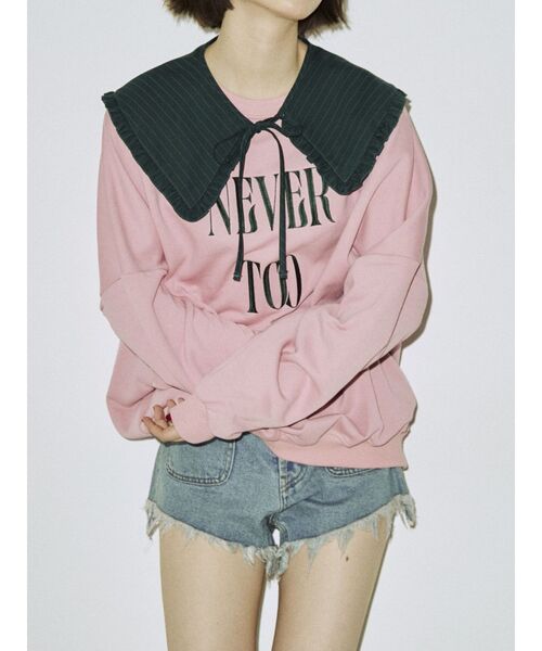 jouetie（ジュエティ）の「フリルカラーBIGプルオーバー【付け襟/スウェット】（スウェット・レディース・オフホワイト/ピンク/ブラック/パープル・MEDIUM）」の5枚目の写真