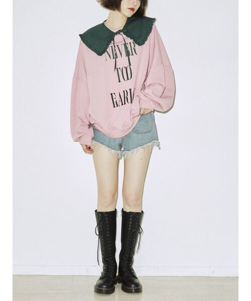 jouetie（ジュエティ）の「フリルカラーBIGプルオーバー【付け襟/スウェット】（スウェット・レディース・オフホワイト/ピンク/ブラック/パープル・MEDIUM）」の8枚目の写真