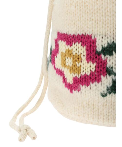 Samansa Mos2(サマンサ モスモス)の「花柄ニット巾着バッグ(ハンドバッグ・レディース・ブラック/オフホワイト・フリ-)」の22枚目の写真